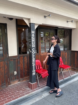 「アイテム（タンクトップ）」を使った、中西真美さん（レディース・163cm）の夏コーディネート