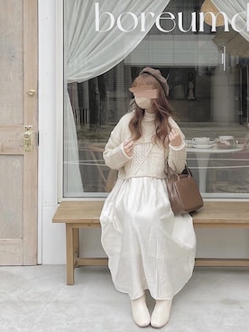 「chocomee（チョコミー）のアイテム」を使った、りなぼんさん（レディース・159cm）の冬コーディネート