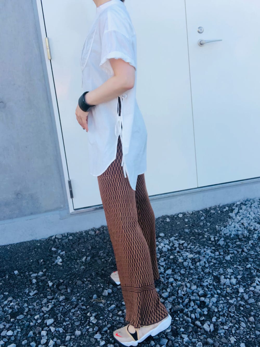「夏コーデ、休日コーデ、ラクチンコーデ、カジュアルコーデ、おしゃれさんと繋がりたい、オトナ女子、TODAYFUL、TODAYFUL コーデ、アラフォー」｜「TODAYFULのハーフスリーブドレスシャツ（シャツ/ブラウス、ホワイト系）」を使った、ボブさん（レディース・159cm）の夏コーディネートの1枚目の写真