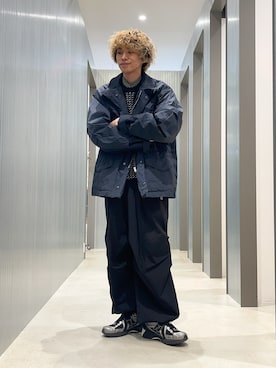 「ATON（エイトン）のアイテム」を使った、ダイチさん（メンズ・168cm）の冬コーディネート