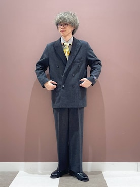 「スーツ」｜「アイテム（その他アウター）」を使った、ダイチさん（メンズ・168cm）の冬コーディネート