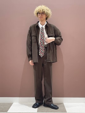 「アイテム（その他アウター、ブラウン系）」を使った、ダイチさん（メンズ・168cm）の秋コーディネート