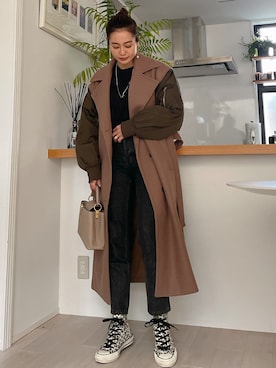 「コート」｜「アイテム（MA-1）」を使った、黒木 ナツミ🦋さん（レディース・162cm）の冬コーディネート