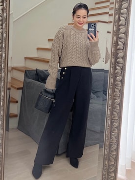 「Vicente（ヴィセンテ）のアイテム（その他パンツ）」を使った、黒木 ナツミ🦋さん（レディース・162cm）の冬コーディネート