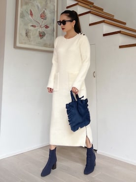 「Vicente（ヴィセンテ）のアイテム（ワンピース）」を使った、黒木 ナツミ🦋さん（レディース・162cm）の冬コーディネート