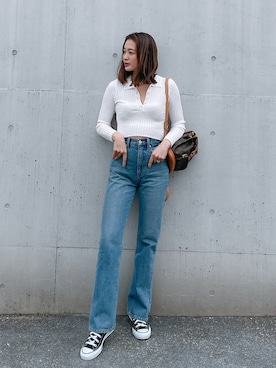 「フレアデニム」｜黒木 ナツミ🦋さん（レディース・162cm）の春コーディネート