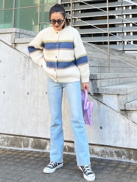 「Vicente（ヴィセンテ）のアイテム（カーディガン/ボレロ）」を使った、黒木 ナツミ🦋さん（レディース・162cm）の冬コーディネート
