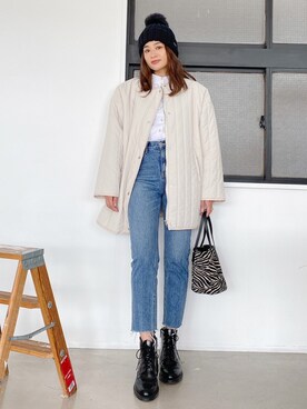 「ROXY（ロキシー）のアイテム（ニットキャップ/ビーニー）」を使った、黒木 ナツミ🦋さん（レディース・162cm）の冬コーディネート