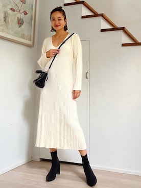 「Vicente（ヴィセンテ）のアイテム（ワンピース）」を使った、黒木 ナツミ🦋さん（レディース・162cm）の秋コーディネート