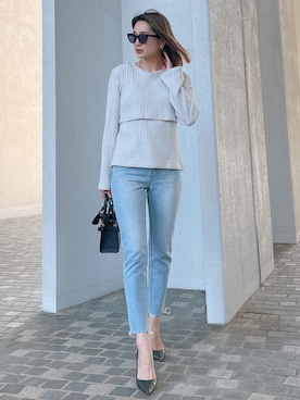 「Vicente（ヴィセンテ）のアイテム（Tシャツ/カットソー）」を使った、黒木 ナツミ🦋さん（レディース・162cm）の春コーディネート