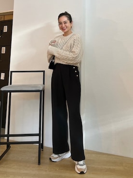 「Vicente（ヴィセンテ）のアイテム（その他パンツ）」を使った、黒木 ナツミ🦋さん（レディース・162cm）の冬コーディネート