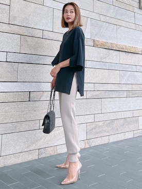 「Vicente（ヴィセンテ）のアイテム（その他パンツ）」を使った、黒木 ナツミ🦋さん（レディース・162cm）の秋コーディネート