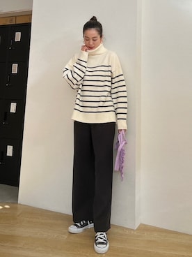 「Vicente（ヴィセンテ）のアイテム（その他パンツ）」を使った、黒木 ナツミ🦋さん（レディース・162cm）の冬コーディネート