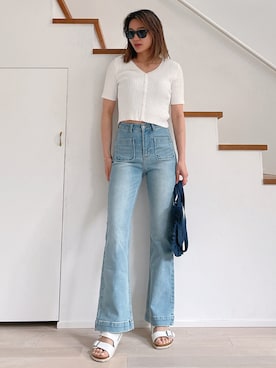 「Vicente（ヴィセンテ）のアイテム（Tシャツ/カットソー）」を使った、黒木 ナツミ🦋さん（レディース・162cm）の春コーディネート