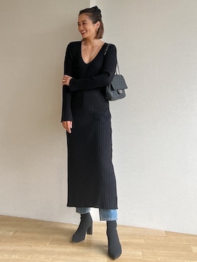「Vicente（ヴィセンテ）のアイテム（ワンピース）」を使った、黒木 ナツミ🦋さん（レディース・162cm）の秋コーディネート