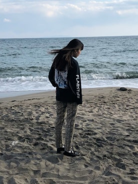 「FLAGSTUFF（フラグスタフ）のアイテム」を使った、ERIさん（レディース・163cm）の夏コーディネート