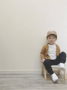 「アイテム（キャップ）」を使った、taaaoさん（キッズ・90cm）の冬コーディネート