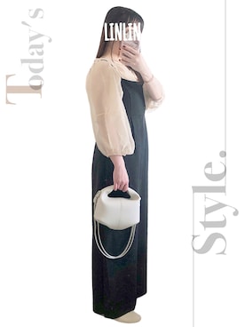 「カフェ巡り」｜「アイテム（オールインワン・サロペット）」を使った、エル .s さん（レディース・155cm）の春コーディネート