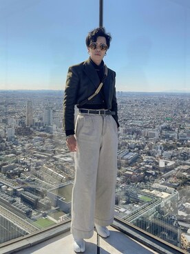 「JOHN LAWRENCE SULLIVAN（ジョンローレンスサリバン）のアイテム（ジャケット/アウター）」を使った、Echo Wangさん（メンズ・170cm）の春コーディネート