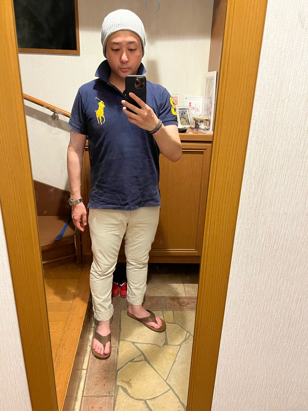 「POLO RALPH LAURENのアイテム（ポロシャツ、ブルー系）」を使った、Hide Sakuさん（メンズ・167cm）の夏コーディネートの1枚目の写真