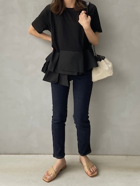 「JIL SANDER（ジルサンダー）のDRAWSTRING SM CROSSBODY（ショルダーバッグ）」を使った、maamin♡さん（レディース・156cm）の夏コーディネート