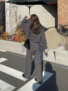 「tiptop（ティップトップ）の袖ドロストショート丈ニットプルオーバー（ニット/セーター）」を使った、maamin♡さん（レディース・156cm）の冬コーディネート