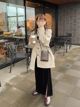 「r.（アールドット）のアイテム（ノーカラージャケット）」を使った、maamin♡さん（レディース・156cm）の秋コーディネート