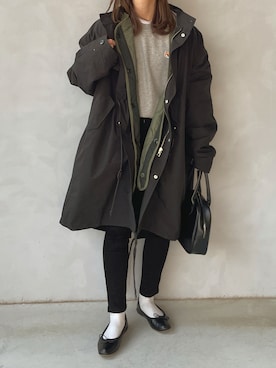 「ボストンバッグ」｜「アイテム（モッズコート）」を使った、maamin♡さん（レディース・156cm）の秋コーディネート