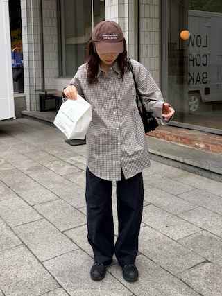「feepur(フェピュール)のミニチェックオーバーシャツ(シャツ/ブラウス)」を使った、maamin♡さん(レディース・156cm)の夏コーディネート