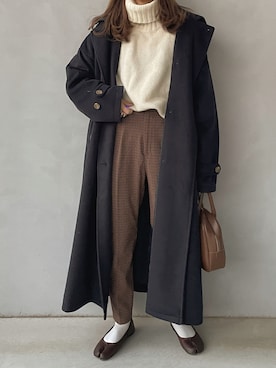 「SENSE OF PLACE by URBAN RESEARCH（センスオブプレイスバイアーバンリサーチ）のアイテム（ステンカラーコート）」を使った、maamin♡さん（レディース・156cm）の冬コーディネート