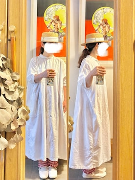 「アイテム（シャツワンピース、ホワイト系）」を使った、まっきさん（レディース・150cm）の秋コーディネート