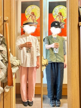 「14+（イチヨンプラス）のアイテム（帽子）」を使った、まっきさん（レディース・150cm）の夏コーディネート