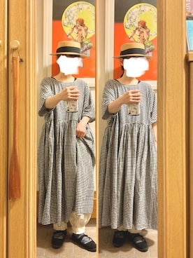 「麦わら帽子」｜「アイテム（バレエシューズ）」を使った、まっきさん（レディース・150cm）の夏コーディネート