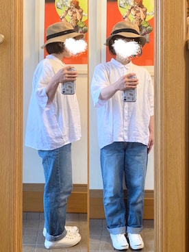 「SUN VALLEY（サンバレー）のアイテム（トップス）」を使った、まっきさん（レディース・149cm）の夏コーディネート