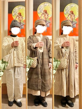 「アイテム（ニットキャップ/ビーニー）」を使った、まっきさん（レディース・150cm）の秋コーディネート