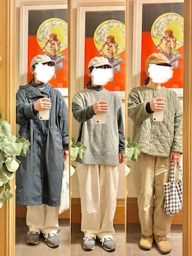 「アイテム（ノーカラージャケット）」を使った、まっきさん（レディース・150cm）の秋コーディネート