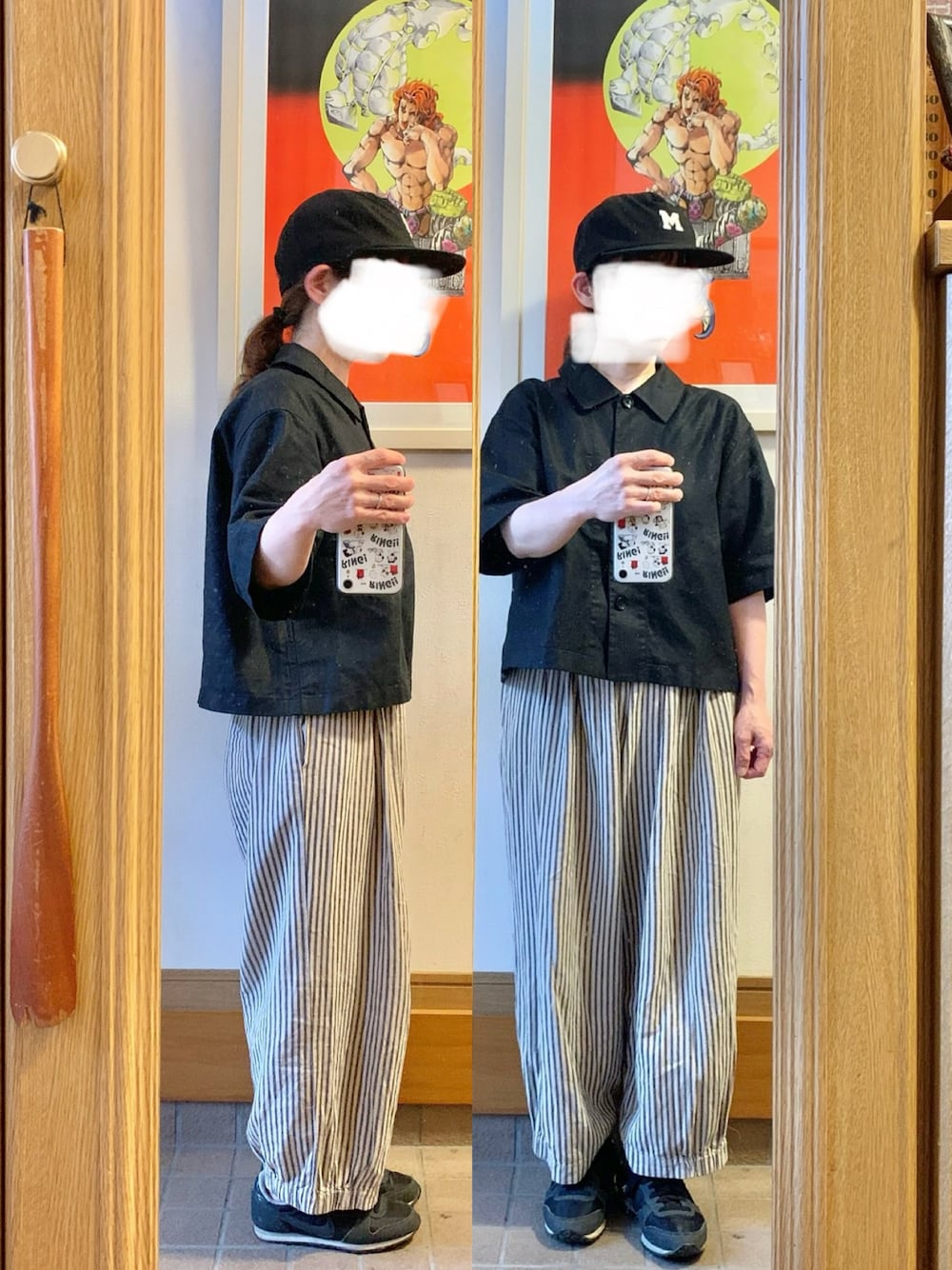 「昨日のコーデ、昨日の服、古着、キャップ」｜「古着屋購入品のアイテム（キャップ、ブラック系）」を使った、まっきさん（レディース・150cm）の春コーディネートの1枚目の写真