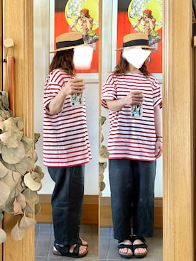 「14+（イチヨンプラス）のアイテム（帽子）」を使った、まっきさん（レディース・150cm）の夏コーディネート