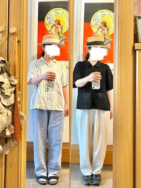 「14+（イチヨンプラス）のアイテム（帽子）」を使った、まっきさん（レディース・150cm）の夏コーディネート