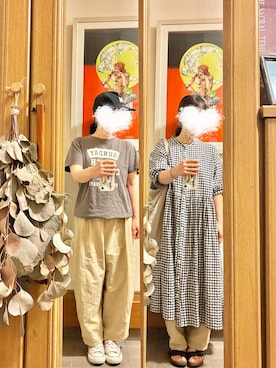 「アイテム（シャツワンピース、ブラック系）」を使った、まっきさん（レディース・150cm）の夏コーディネート