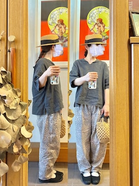 「14+（イチヨンプラス）のアイテム（帽子）」を使った、まっきさん（レディース・150cm）の夏コーディネート