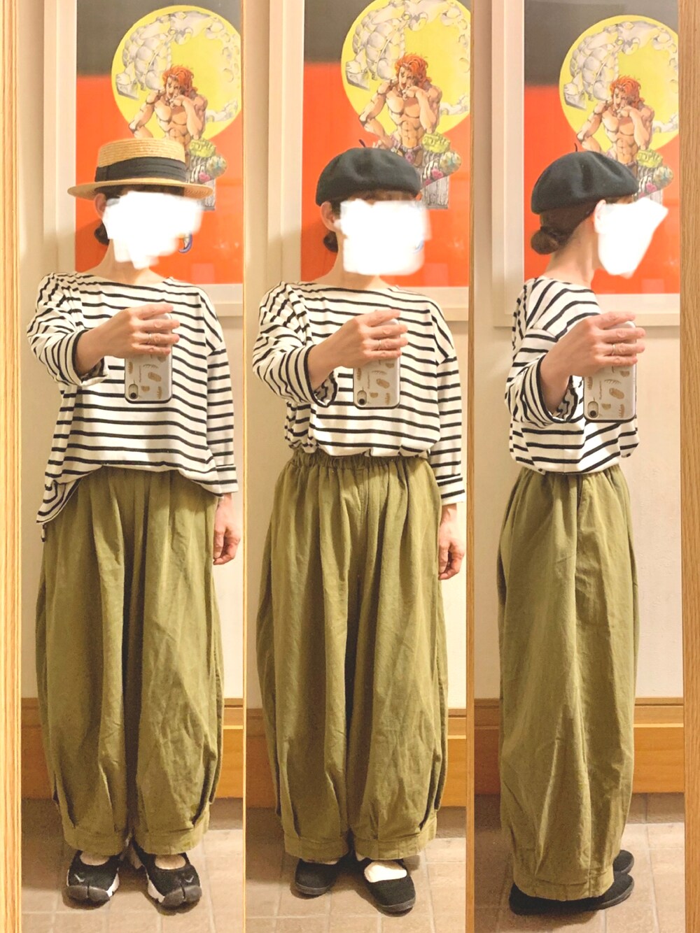 「昨日のコーデ、昨日の服、ボーダー、プチプラ、作家メイド、エアリフト」｜「iro no hiのアイテム（Tシャツ/カットソー、その他）」を使った、まっきさん（レディース・149cm）の春コーディネートの1枚目の写真