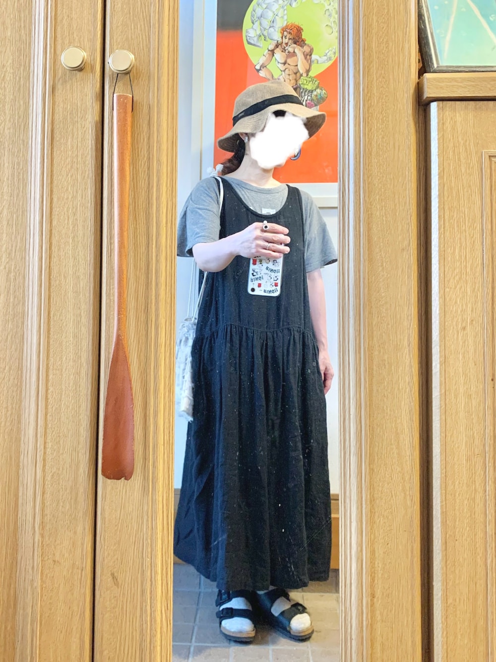 「昨日のコーデ、昨日の服、古着、シンプルコーデ」｜「Samansa Mos2のアイテム（Tシャツ/カットソー、グレー系）」を使った、まっきさん（レディース・150cm）の夏コーディネートの1枚目の写真
