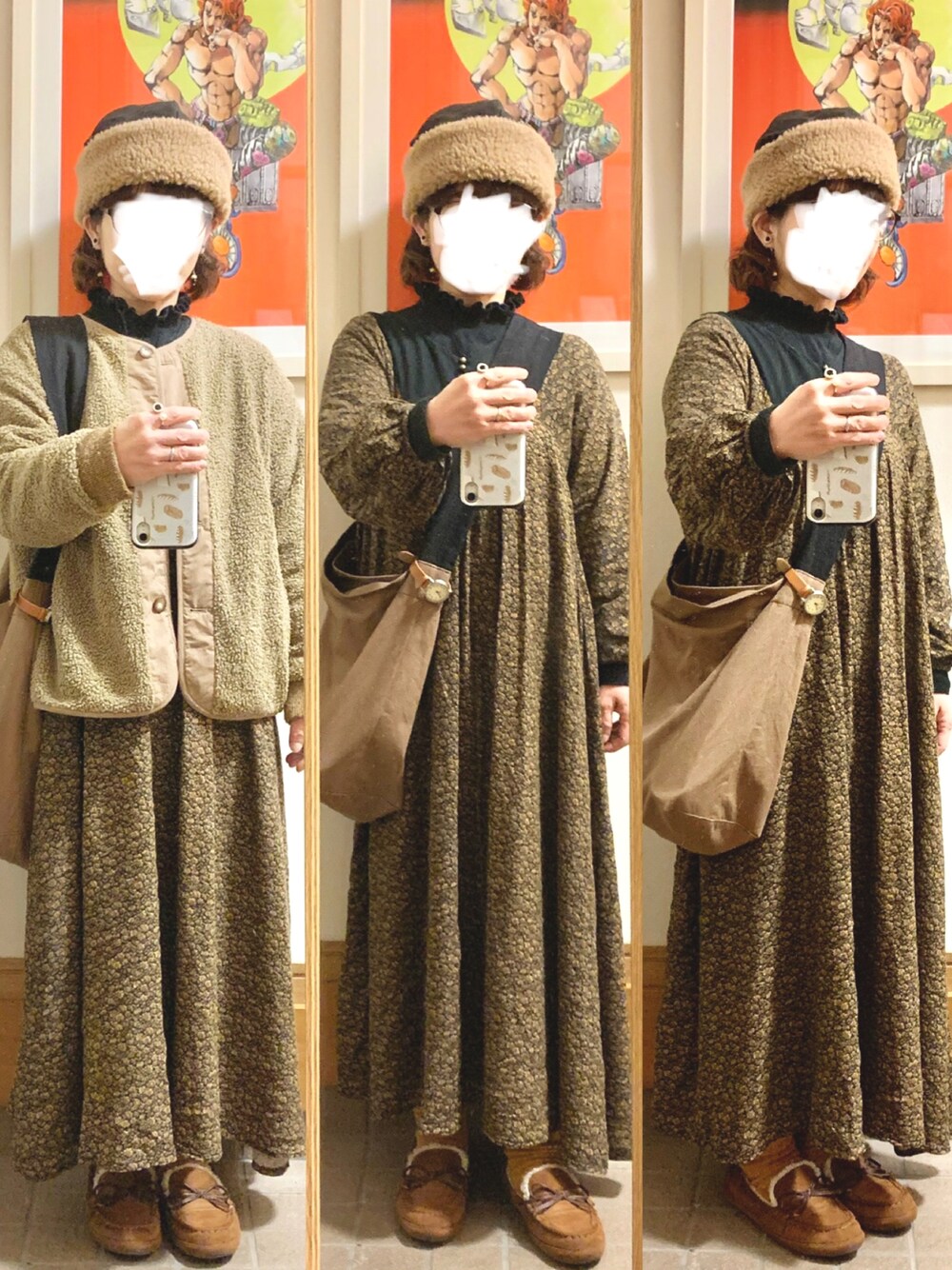 「昨日のコーデ」｜「CLOUDNINEのアイテム（ノーカラージャケット、ブラウン系）」を使った、まっきさん（レディース・149cm）の冬コーディネートの1枚目の写真