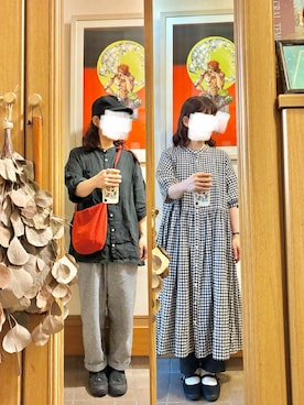「アイテム（シャツワンピース、ブラック系）」を使った、まっきさん（レディース・150cm）の秋コーディネート