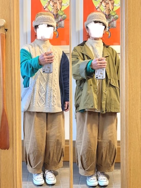 「昨日のコーデ」｜「アイテム（ノーカラーコート）」を使った、まっきさん（レディース・149cm）の冬コーディネート