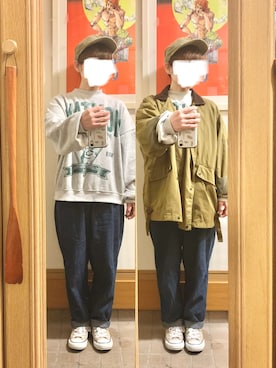 「Buzz Rickson's（バズリクソンズ）のアイテム（帽子）」を使った、まっきさん（レディース・149cm）の冬コーディネート