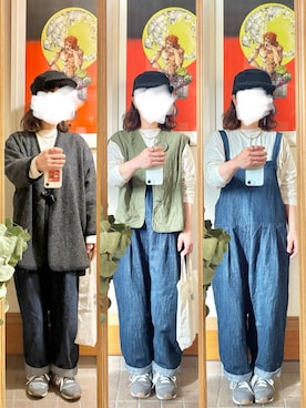 「アイテム（サロペット/オーバーオール）」を使った、まっきさん（レディース・150cm）の秋コーディネート