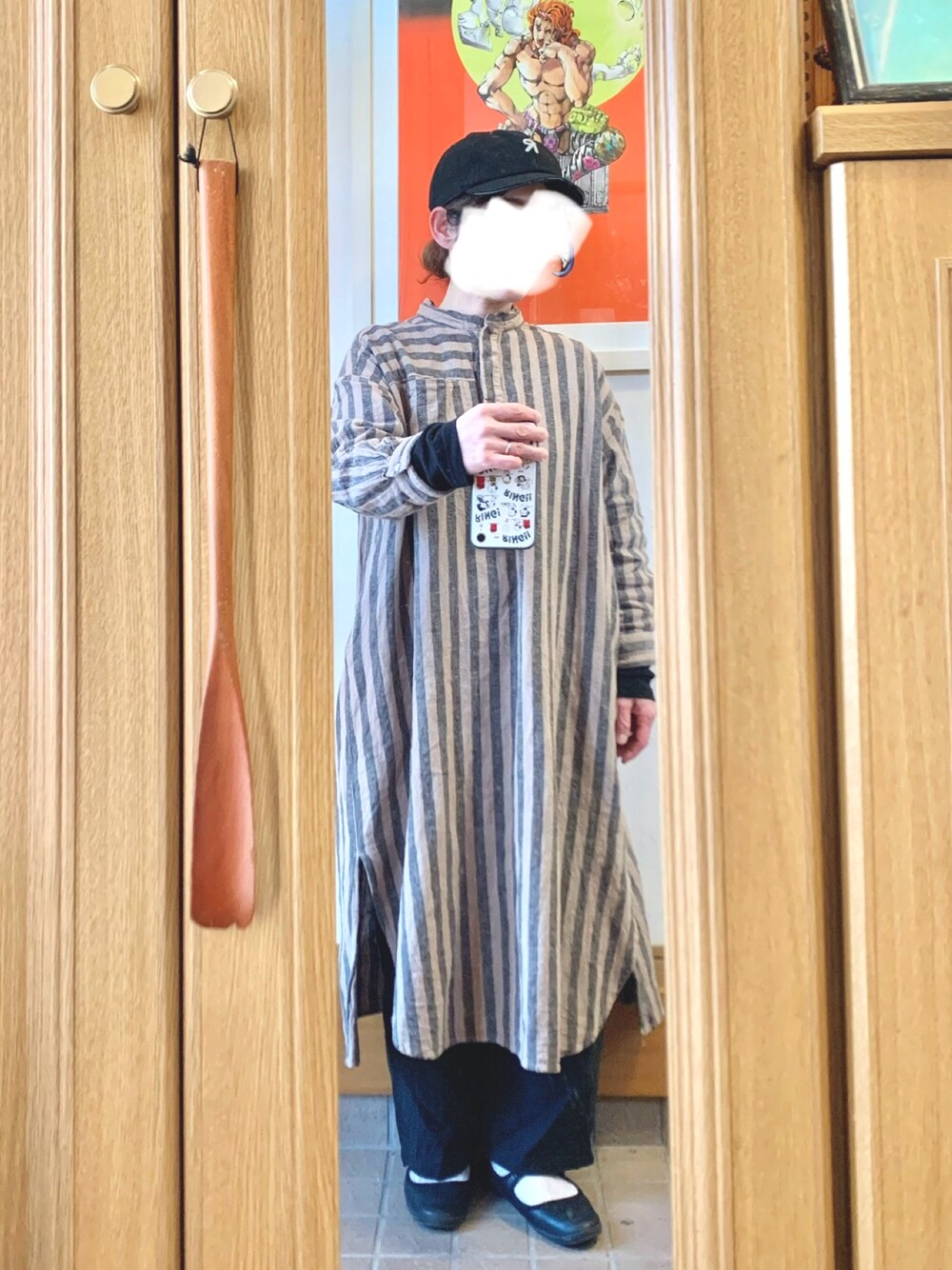 「昨日のコーデ、昨日の服、シンプルコーデ、古着MIX、古着、キャップ、ワンピース」｜「マルシェ購入品のアイテム（キャップ、ブラック系）」を使った、まっきさん（レディース・150cm）の春コーディネートの1枚目の写真
