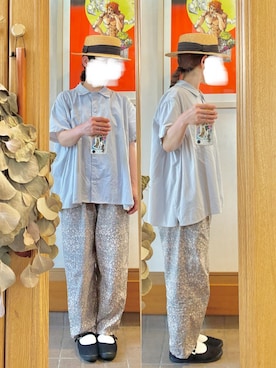 「14+（イチヨンプラス）のアイテム（帽子）」を使った、まっきさん（レディース・150cm）の夏コーディネート